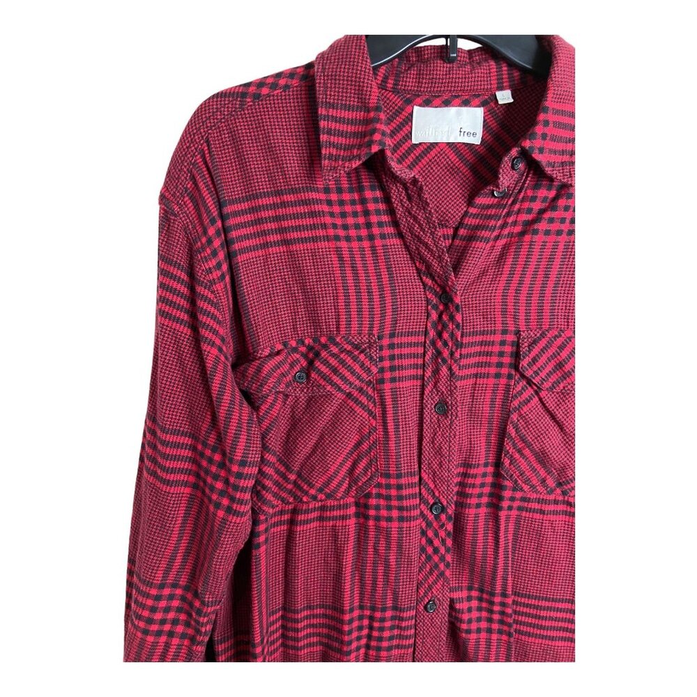 Ariztia Wilfred Free red flannel shirt dress button front‎ large - Picture 6 of 10